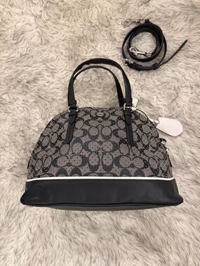 Coach ‘Peyton’ Perforated Dome Satchel - Black